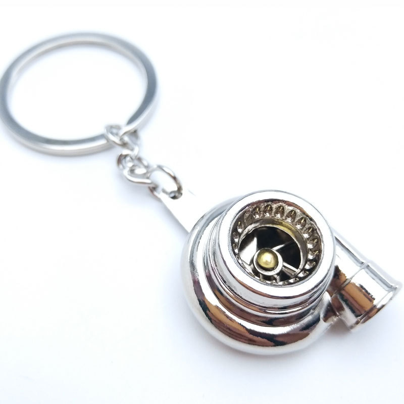 Mini Turbo Turbocharger Keychain Spinning Turbine Key Chain Ring