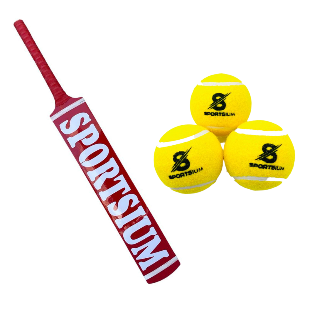 Sportsium Tape Ball Cricket Bat with 3 sportsium Tape Balls 2 in 1 set