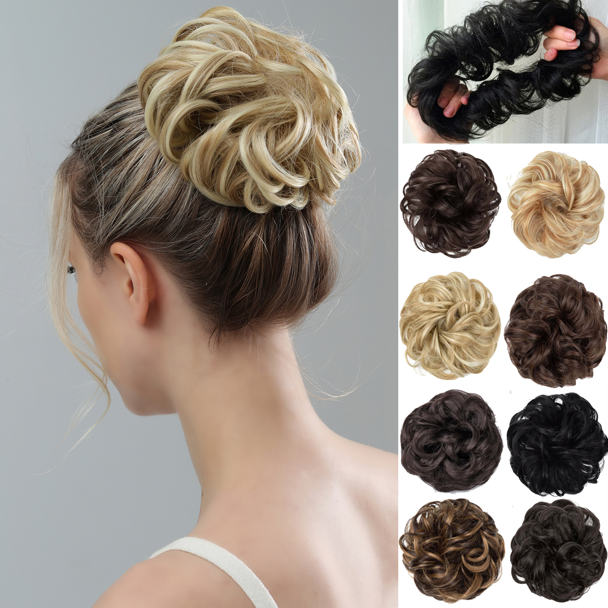 New Arrival Synthetic Bun Extensions Messy Scrunchies Hair Care Pieces for Women - Natural Brown Color
