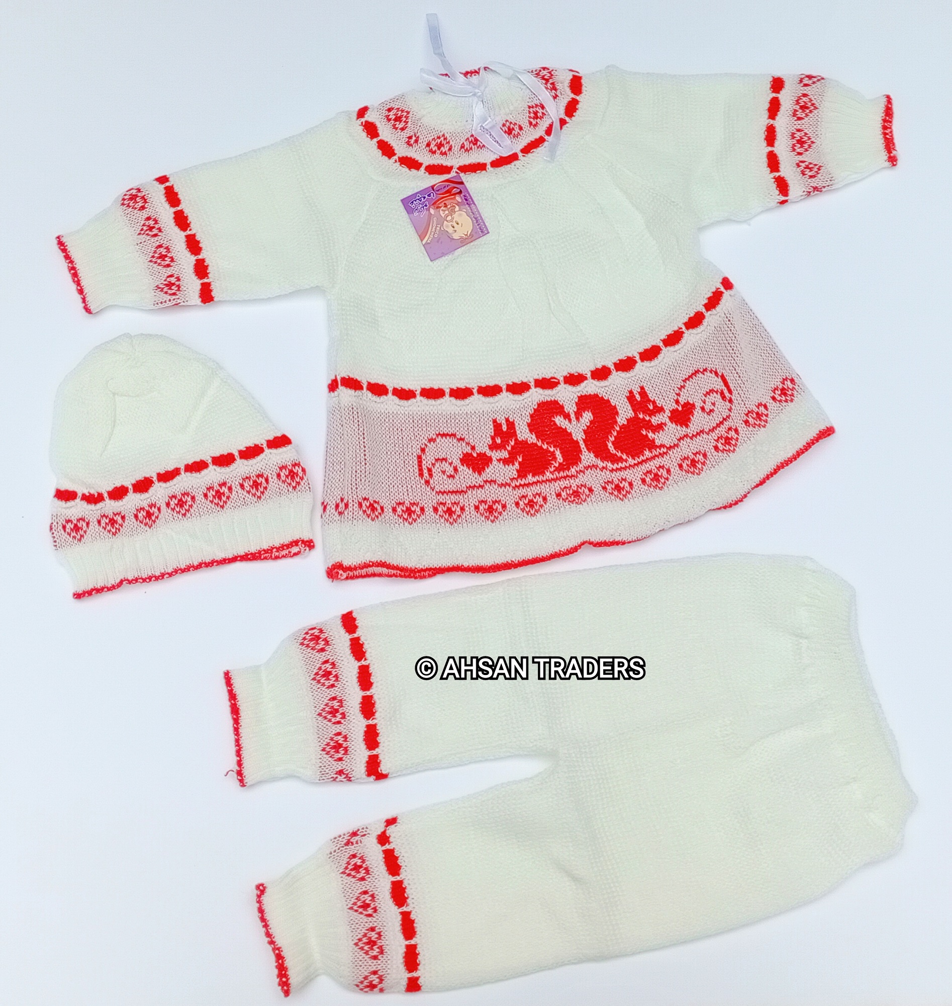Newborn complete 3 Pcs sweater set with 