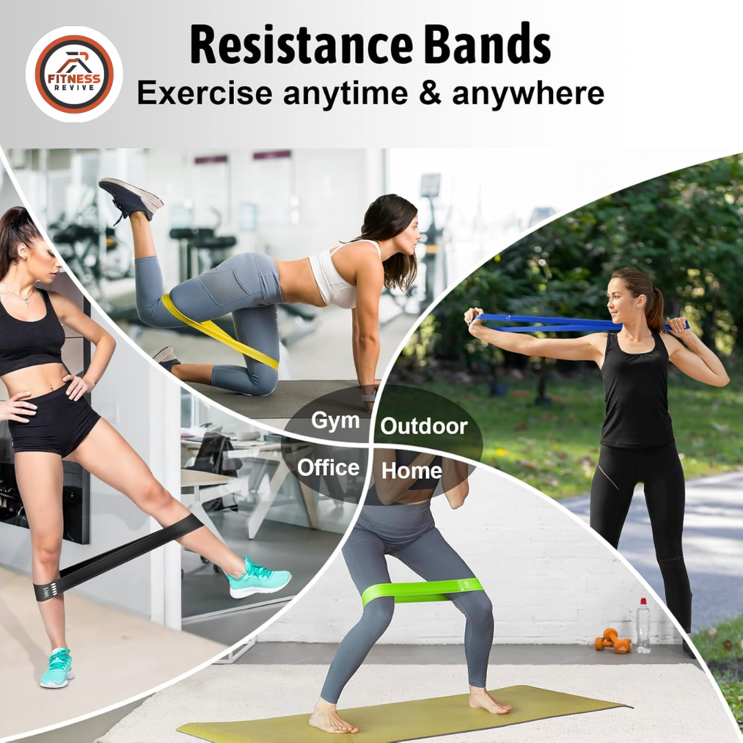 Resistance Loop Band Pack of 5 – Elastic Workout Bands for Strength Training, Weight Loss, Yoga, Pilates & Home Fitness | Beginner to Advanced | Mini Exercise Bands