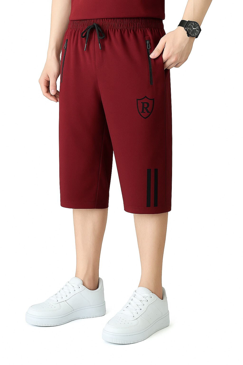 Men's Casual Multicolor Zipper Pockets Straight Leg Loose Fit Active Shorts