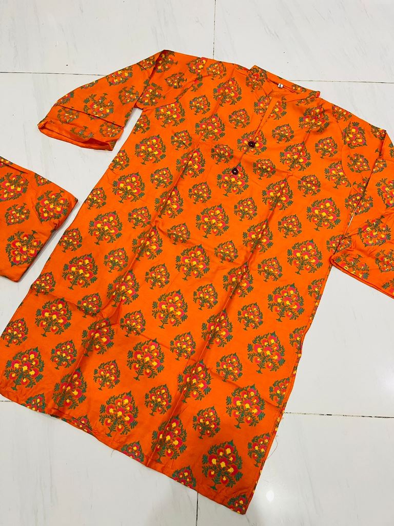 2 PCS 3D Block Printed Bindi Style Suits Ready to Wear for Girls and ...