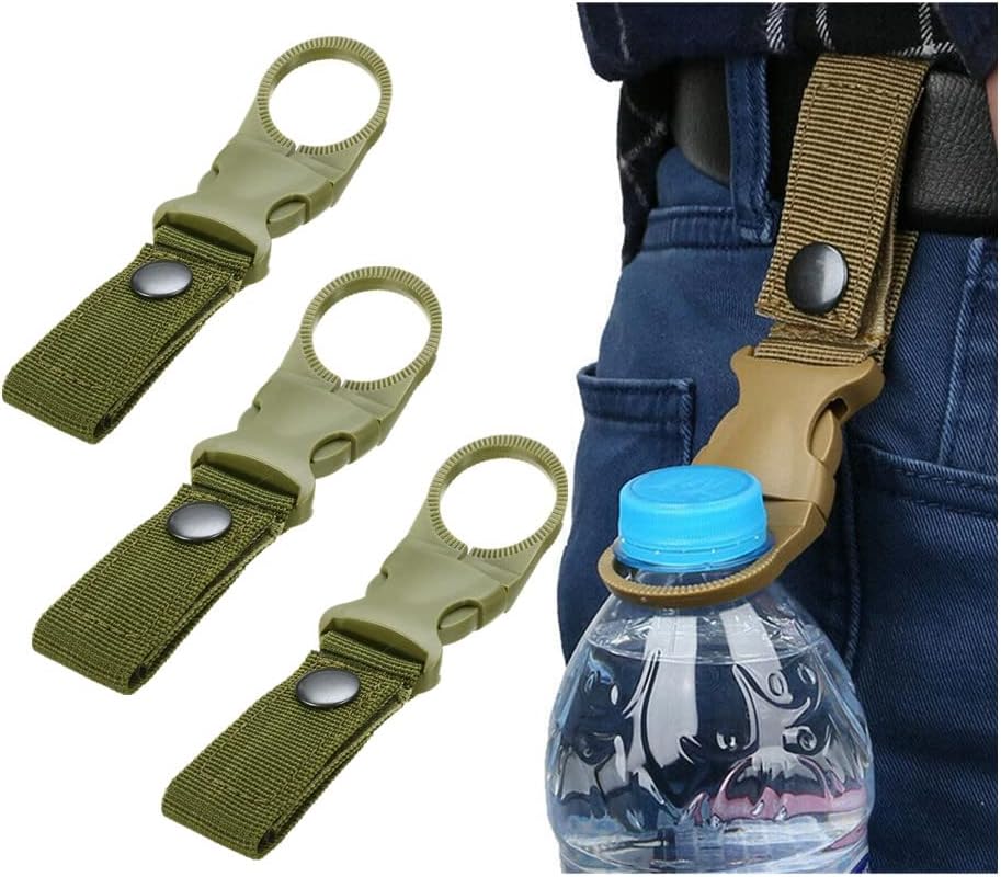 1 Piece Water Bottle Buckle, Nylon Belt Bottle Holder Clips, Water Bottle Buckle, Hook Backpack Carabiner, Outdoor Webbing Carabiner Hook, Water Bottle Holder for Camping, Hiking, Fishing