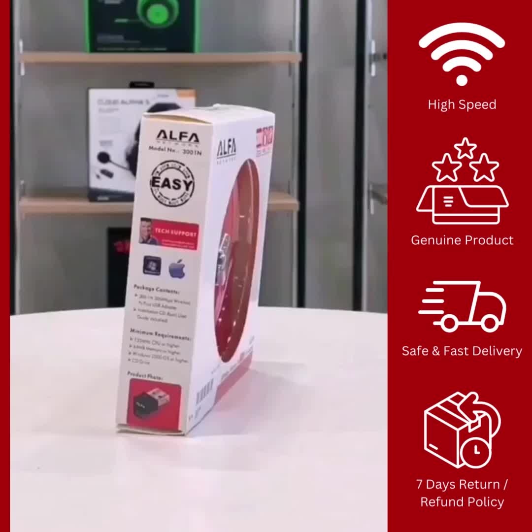 Alfa USB Wifi Adapter 300Mpbs - Strong Signal Quality Wireless Wifi Adapter Dongle Receiver Network LAN Card PC 300 Mbps Network Card / Gaming