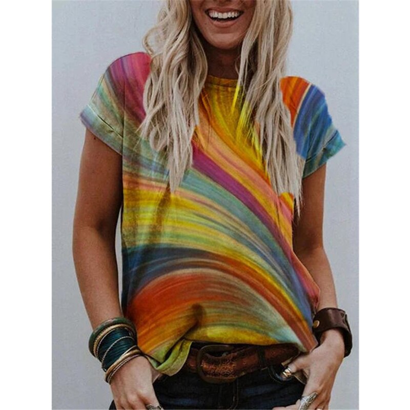 Summer Tops Casual Baggy Graphic Tee 