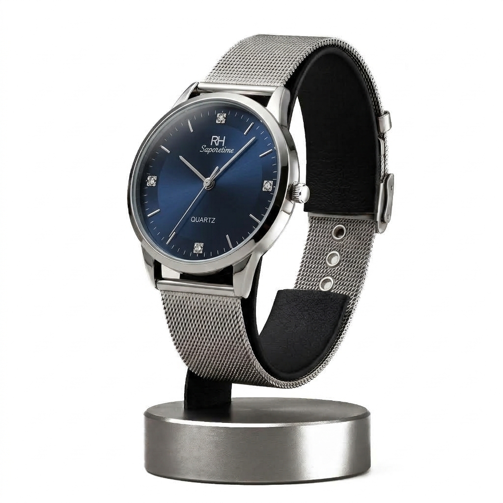 Mesh Strap Silver Watch For Men and Boys / Stainless Steel / Metal Pin-Clasp / Sober Fashion