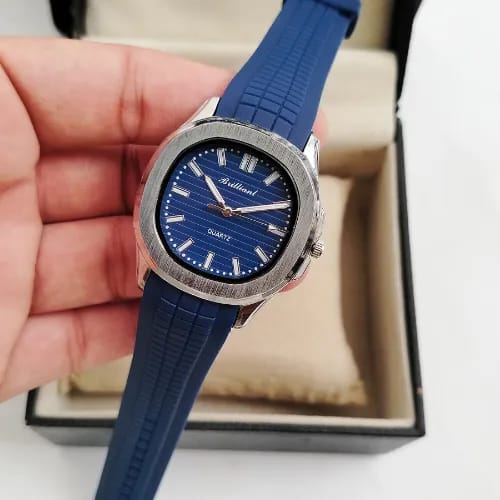 Square Dial Watch With Rubber Strap For Men And Boys High Quality Modern Design Wrist Watch Stylish Gift