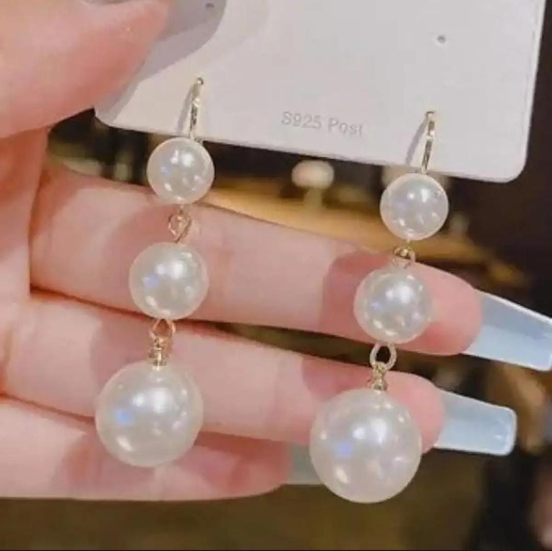 Arfa ideal collection White Pearl Long Tassel Earrings Simple Crystal Girls Hanging Boucle Female Earrings jewellery for girls