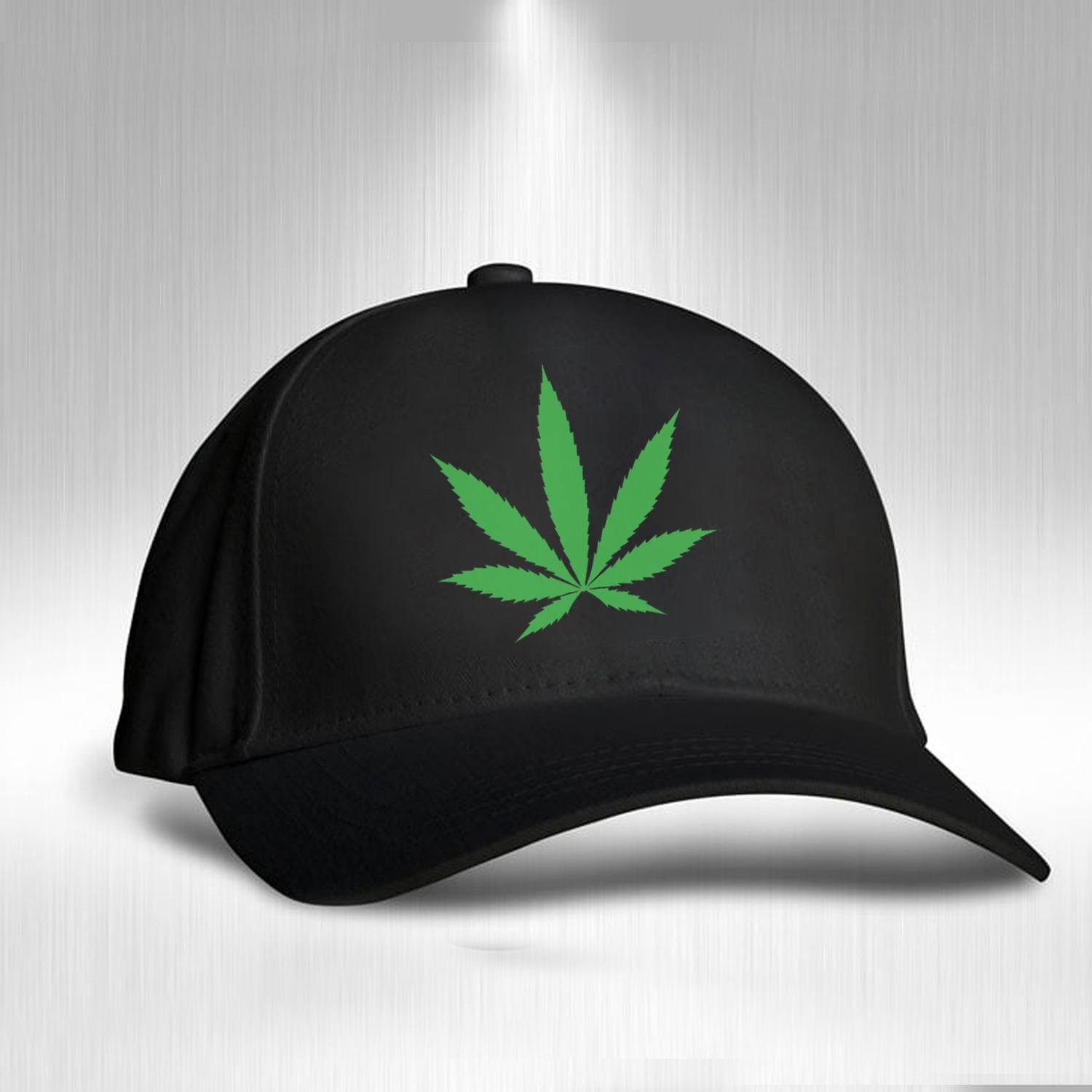 Green Leaf Cap – Black Stylish Weed Leaf Printed Hat | Hip Hop Streetwear Cap for Men & Women | Adjustable Baseball Cap