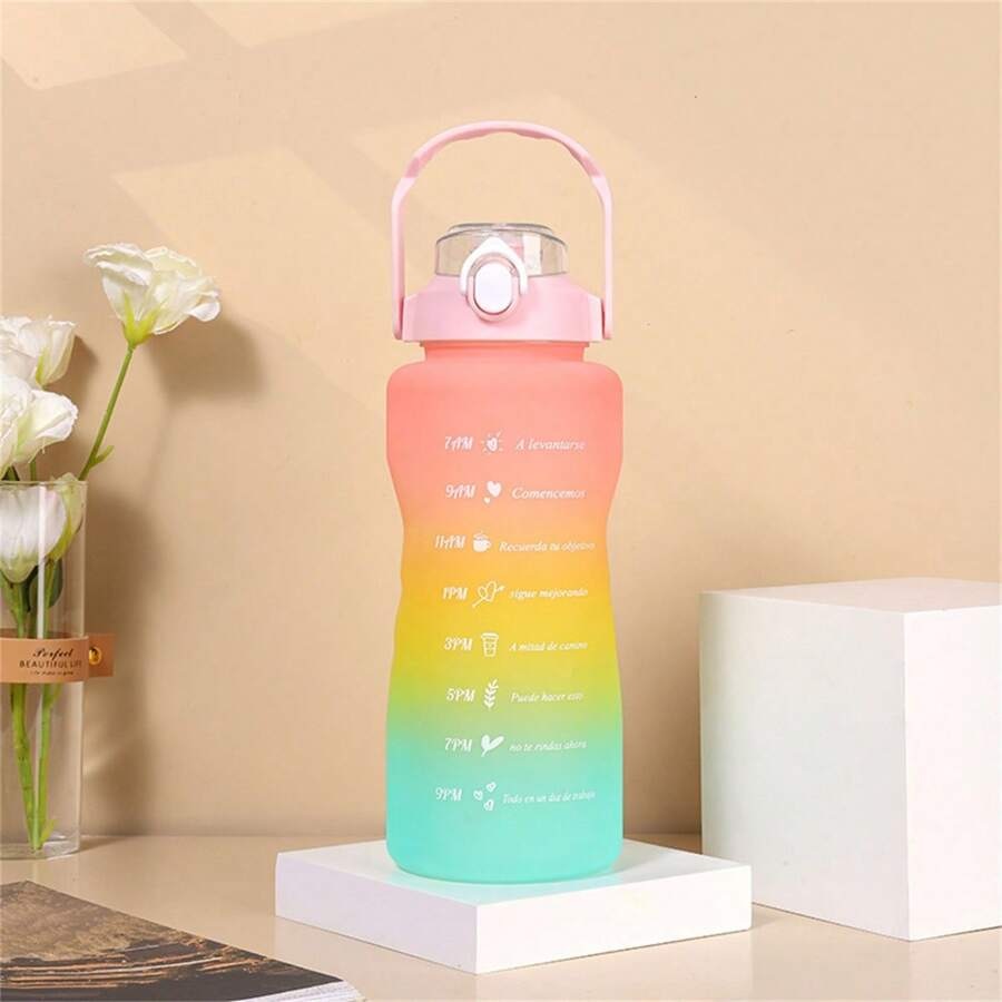 Sports Water Bottles 3 Pcs Set With Motivational Time Marker & Leak