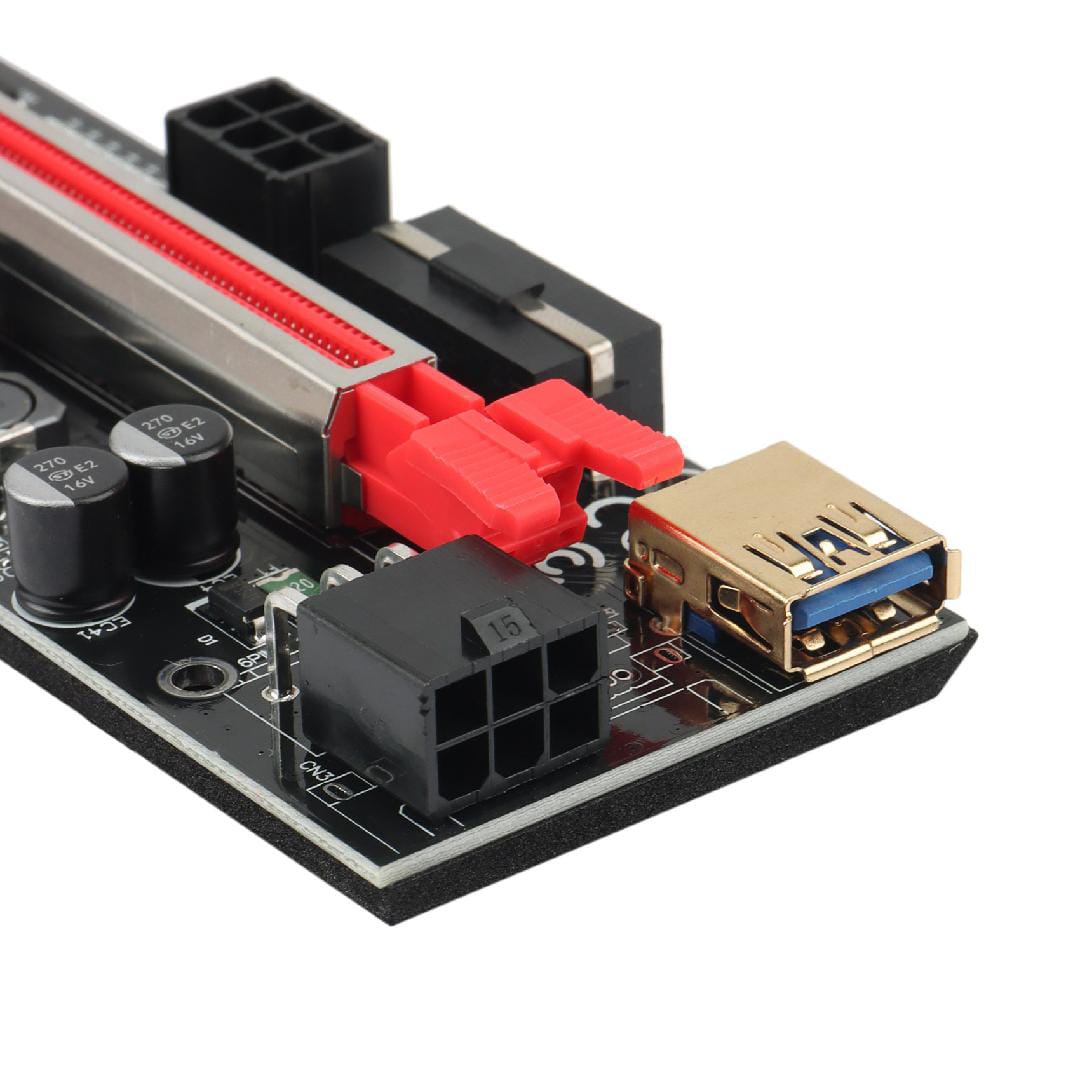GPU PCIE Riser 1X to 16X PC Graphics Extension Powered Riser Adapter Card for Computer with USB 3.0 Cable & 6 PIN Power Cable for GPU Mining External Image Card Expension pcie slot (G Store) GPU riser for PC computer