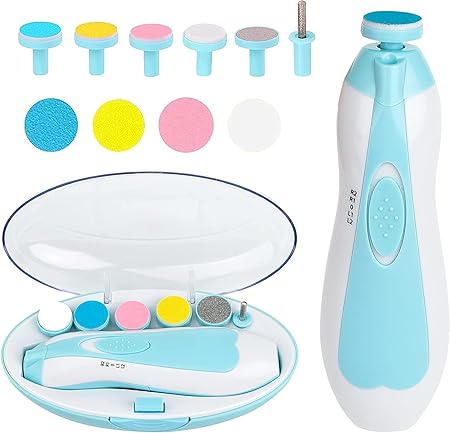 Baby Nail Trimmer Electric Safe Baby Nail Clippers, Manicure Set, Trim Polish Grooming kit for Newborn Toddler or Adults Toes Fingernails