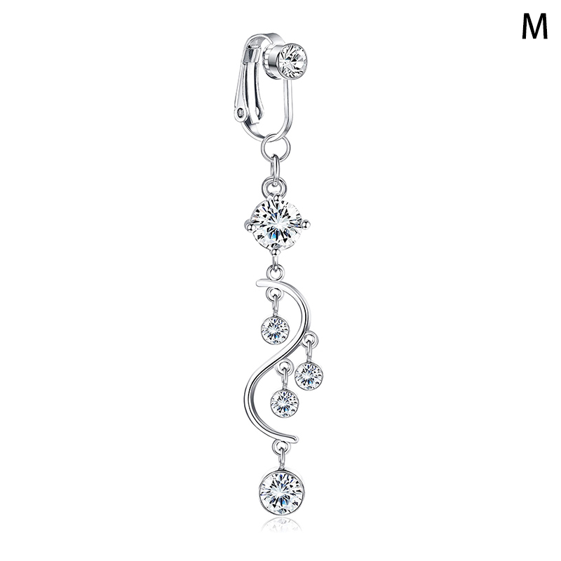 thumbnail image 2 of 3Pcs Fake Belly Button Rings - Clip On Non Piercing Belly Ring For Women, Stainless Steel With CZ, Belly Piercing Jewelry 2 of 12