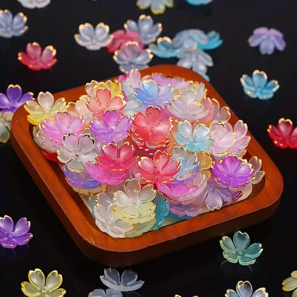 50/20pcs Acrylic Flower Beads 19mm | Colorful Floral Beads for DIY Jewelry Making & Craft Projects