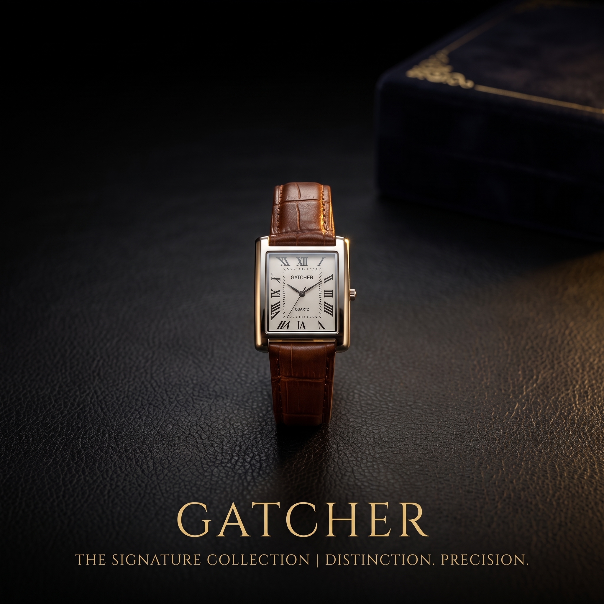 🔥Trendy Men's Leather Strap Rectangular Roman Dial Quartz Watch | Classic Formal Wrist Watch for Men | Premium Business Casual Watch