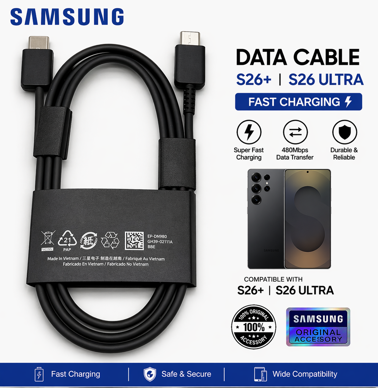 Fast Type C Male to USB 3.0 Premium A Female Converter USB-C Data OTG Adapter (Black) For All Android Phones