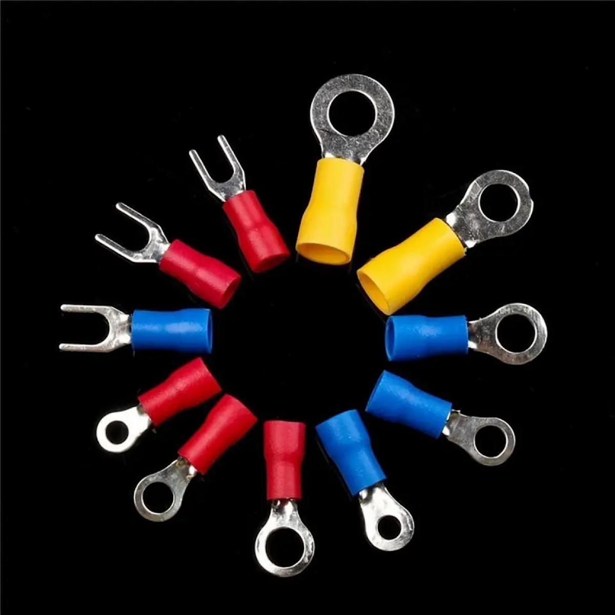 20PCS Assorted Spade Terminals Insulated Cable Connector Electrical Wire Crimp Ring Fork Set Ring Lugs Rolled Kit