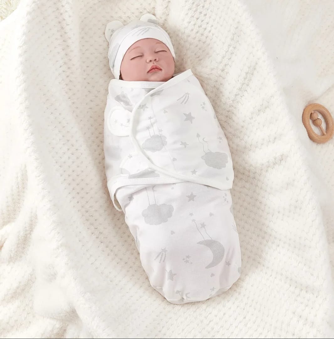 Cotton Baby Receiving Blanket Anti Startle Swaddle Wrap with Hat NewBorn Sleeping Bag Adjustable Infant Swaddling Baby Items