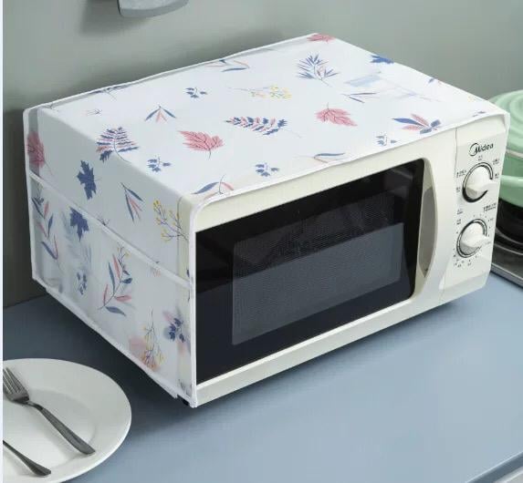 Microwave Dust Cover Cotton Printing Dust Cover Waterproof Dustproof Oilproof Double Pocket Storage Bag Microwave Oven Cover