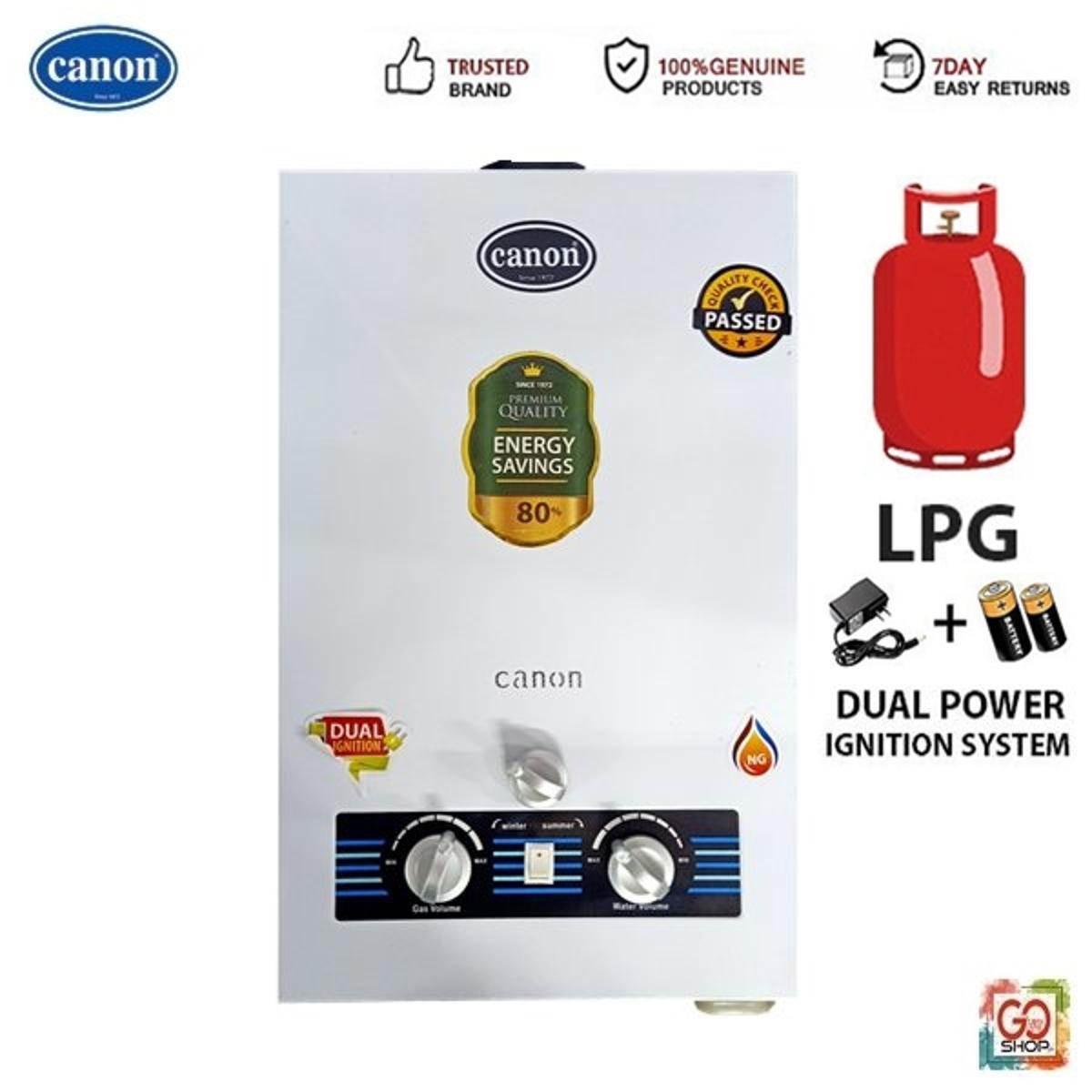 Canon LPG Instant Geyser (Water Heater) CA-600 - 6Ltr Dual Ignition with  Charger