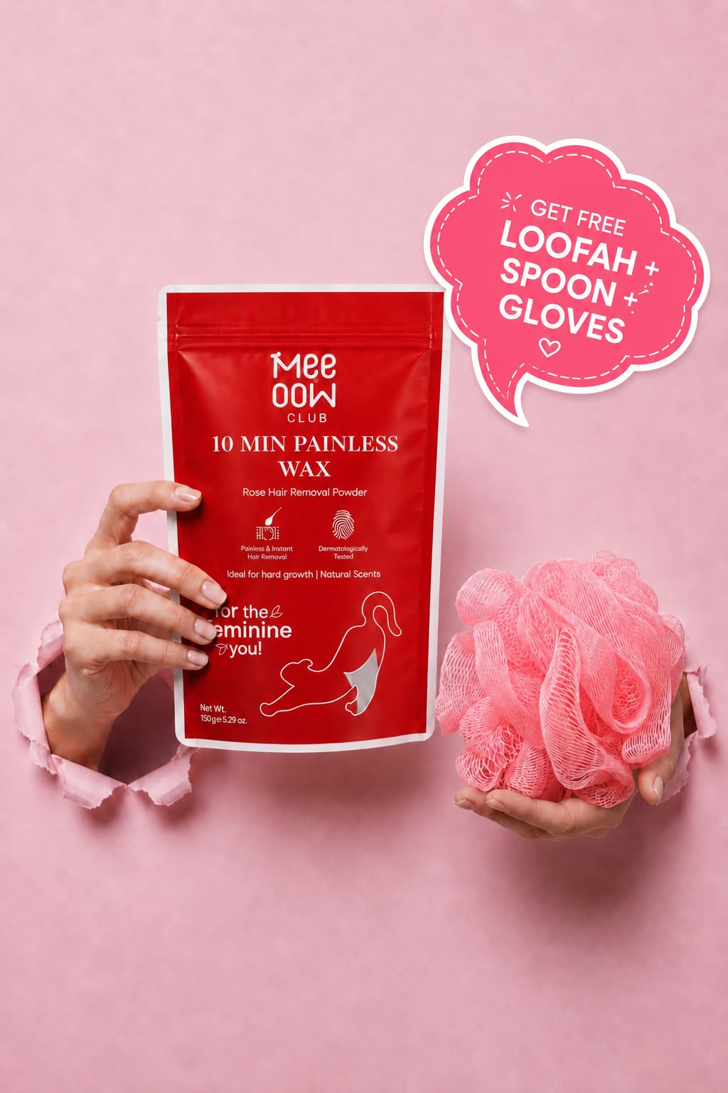 Hair Wax Painless Wax Powder for Women – 10 Minute Hair Removal Wax – Easy Water Mix Wax Powder for Smooth Skin – At Home Painless Body Wax for Arms Legs and Full Body