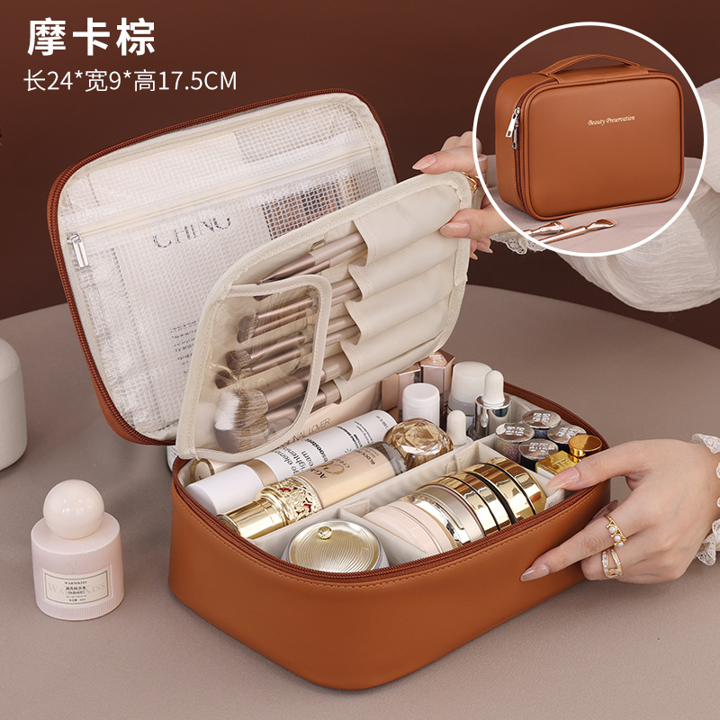 Luxury Waterproof Cosmetic Bag For Women PU Leather Travel Makeup Organizer Toiletry Storage Case