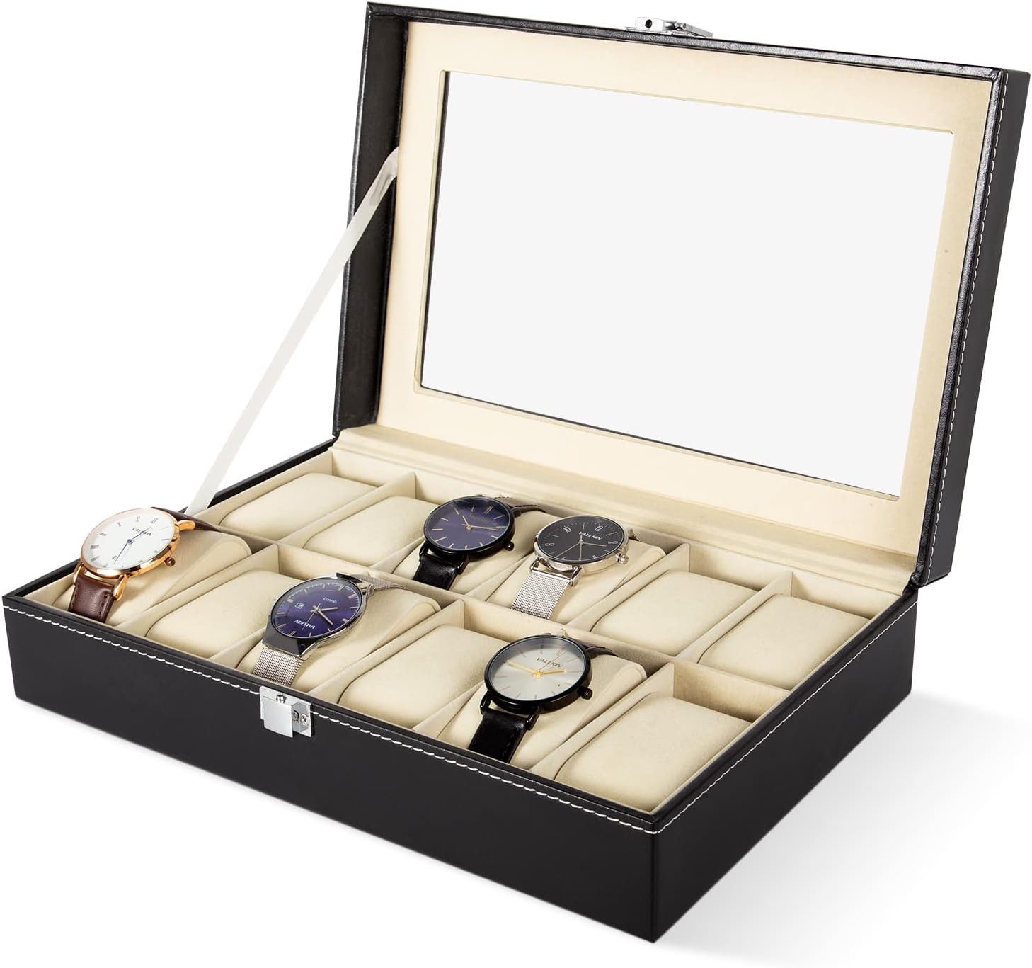 Smart Watch Holder Organizer Watch Box Premium Wooden Leather PU Leather Smart Watch Box