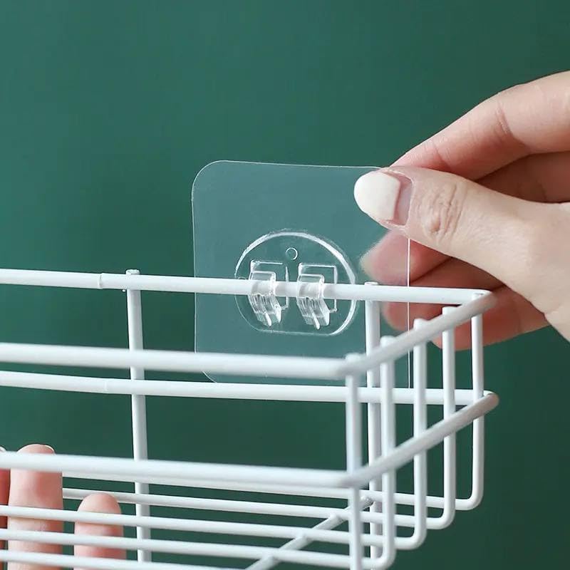 1/5/10pcs Clear Hanging Shelf Hooks, Wall Mounted Storage Shelf Fixing Patches, Self Adhesive Spring Hooks For Storage Basket Fixing, Practical Sticker Accessories For Bedroom Bathroom Kitchen Living Room