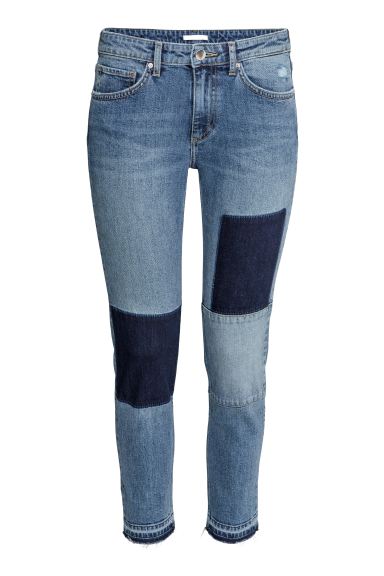 LEFTOVER SKINNY FIT PATCH-WORK RELEASED HEM WOMEN JEANS