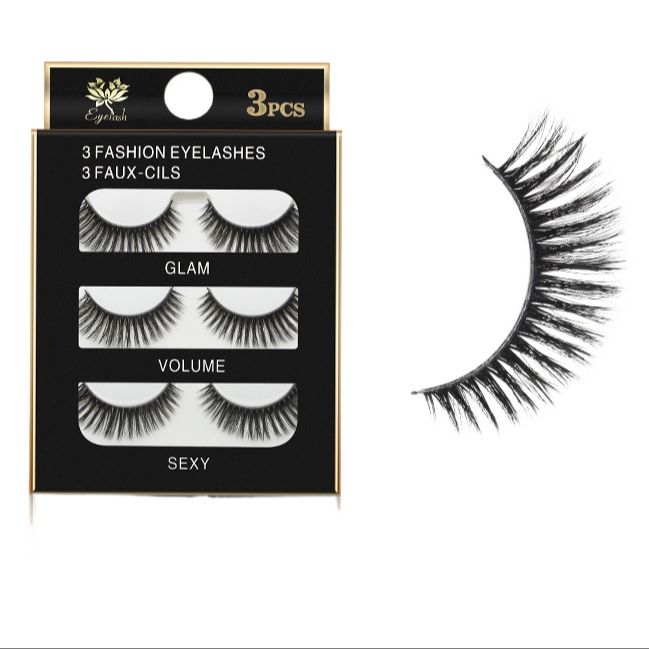 3 Pairs 3D Eye Lashes - High Quality Eyelashes (with free Glue)