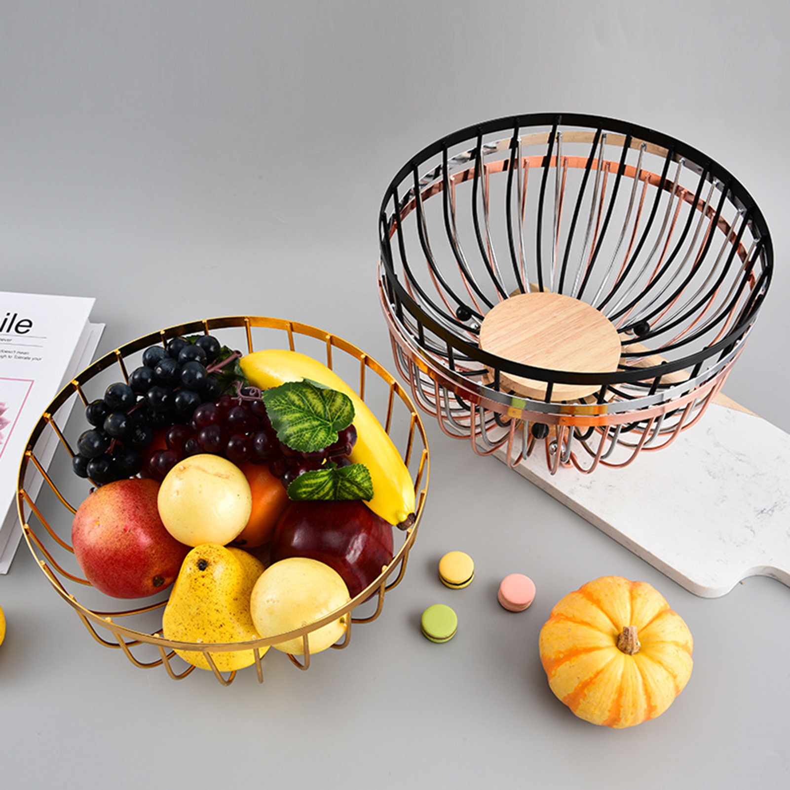 Stylish Metal Wire Fruit Basket Large Round Storage Baskets For Kitchen Counter Modern Vegetable Stand Holder Perfect For Snacks Southeast Buyers Dining Table