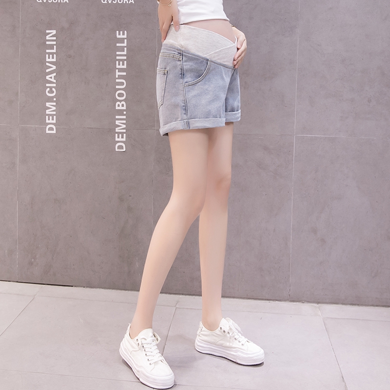 Maternity Shorts Summer Low Waist Denim 