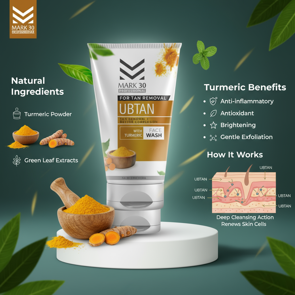 Mark 30 Ubtan Face Wash 100g for Men - Deep Cleansing and Brightening Support