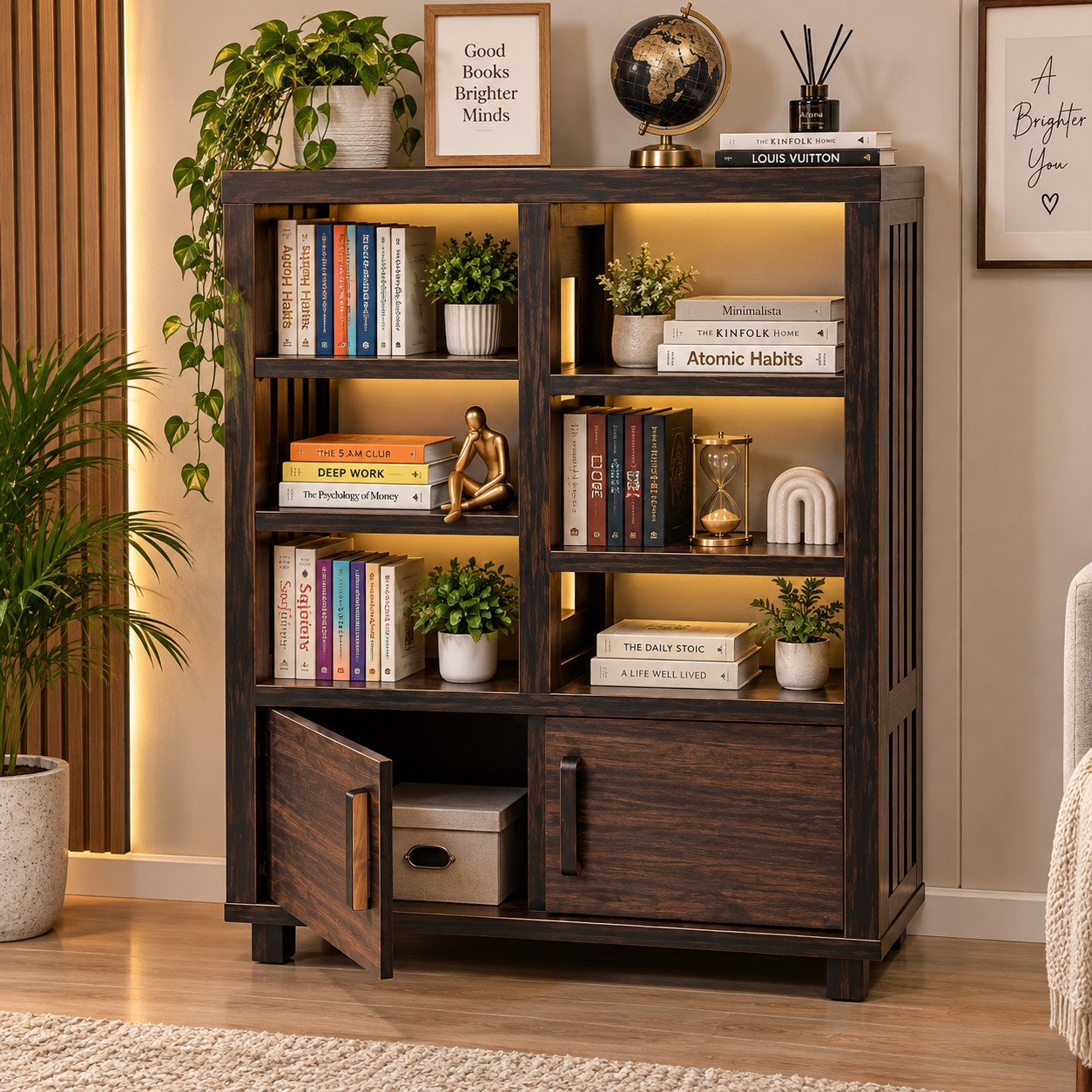 Miniature Bookcase for dollhouses, 1:6 Scale, Miniature Book Shelf, Modern Dollhouse, Dollhouse Furniture, Dollhouse Cabinet, roombox