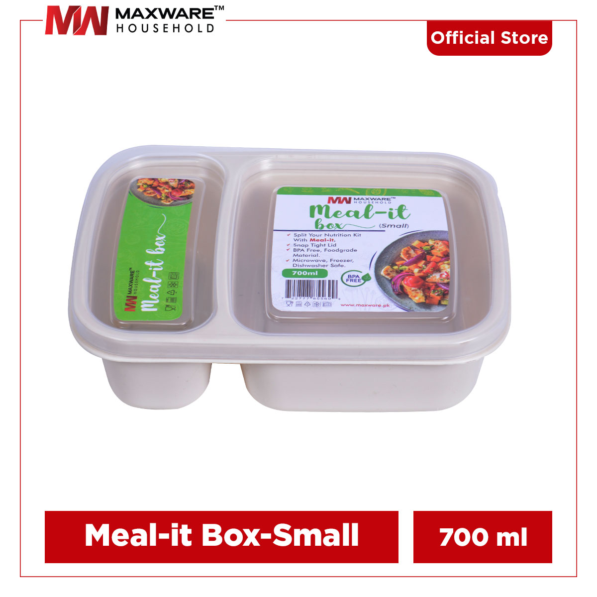 Maxware Household Meal-it Box Small 700ml, Lunch Box with two portions ...