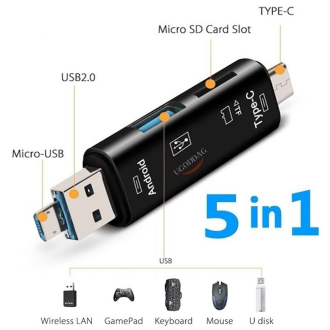5 in 1 Multifunction Usb Type C/Usb /Micro Usb/Tf/SD Memory Card Reader OTG Card Reader Adapter Mobile Phone Accessories type C OTG android otg Samsung otg infinix otg xiomi otg