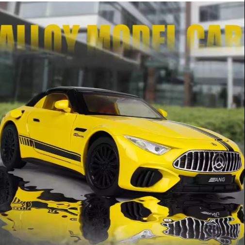 1:24 Scale Collectible Benz SL63 AMG Diecast Model Car, Zinc Alloy Pull Back Cabriolet Toy Car with Lights and Sounds, Convertible Vehicle Door for Adult Boys Girls view 9