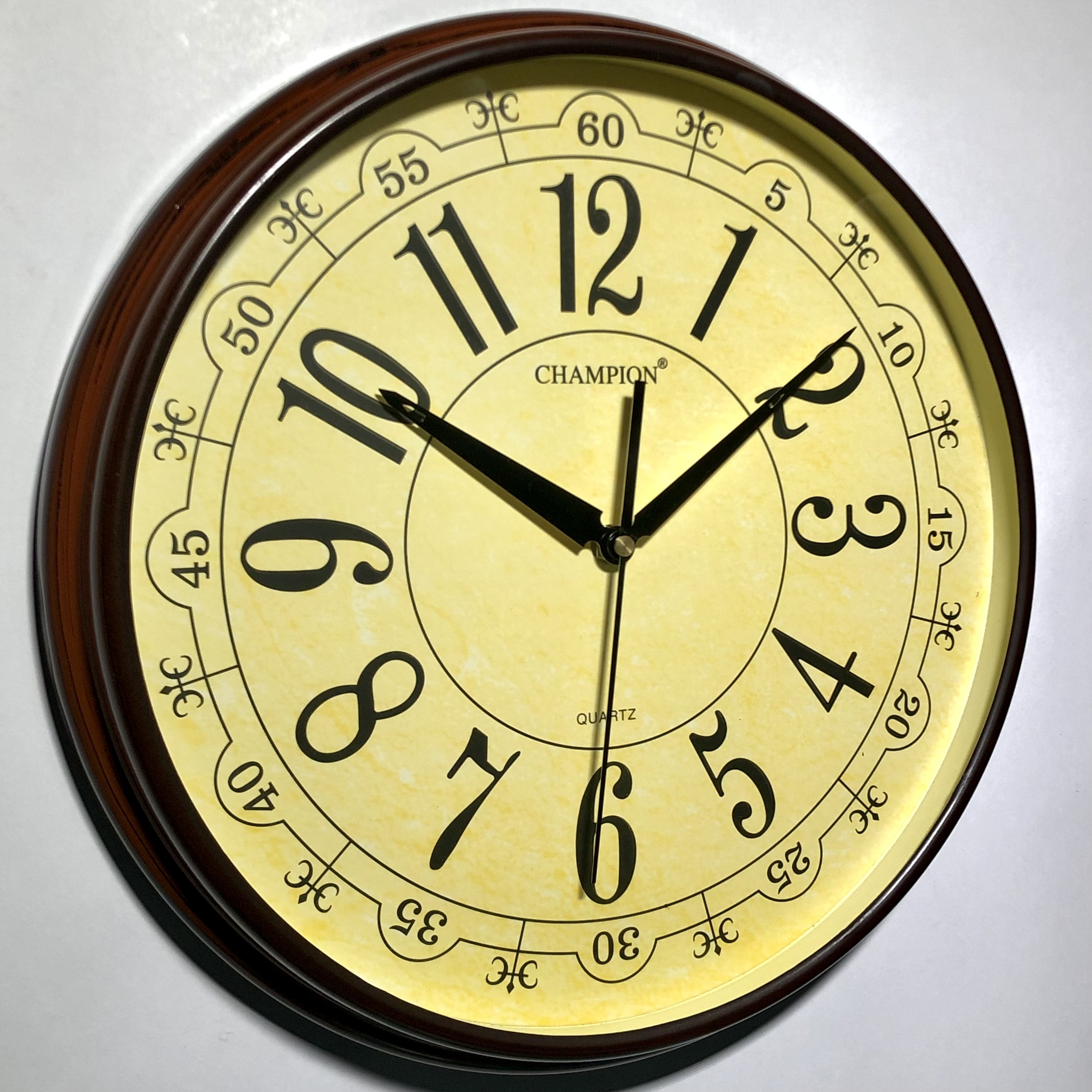 Champion Simple Brown Wall Clock, 13 Inch Quality Quartz Battery