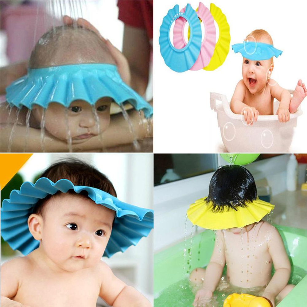 Baby Shower Cap Adjustable Hair Wash Hat for kids Infant Ear Protection Safe Children Kids Shampoo Bath Head Cover (MULTICOLOUR).