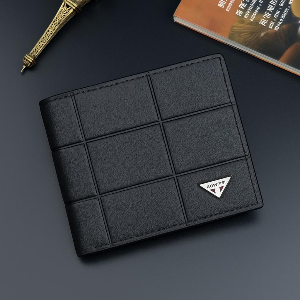 Men’s Premium Check Pattern Leather Wallet – Stylish Bifold Design | Available in Black, Brown & Chocolate