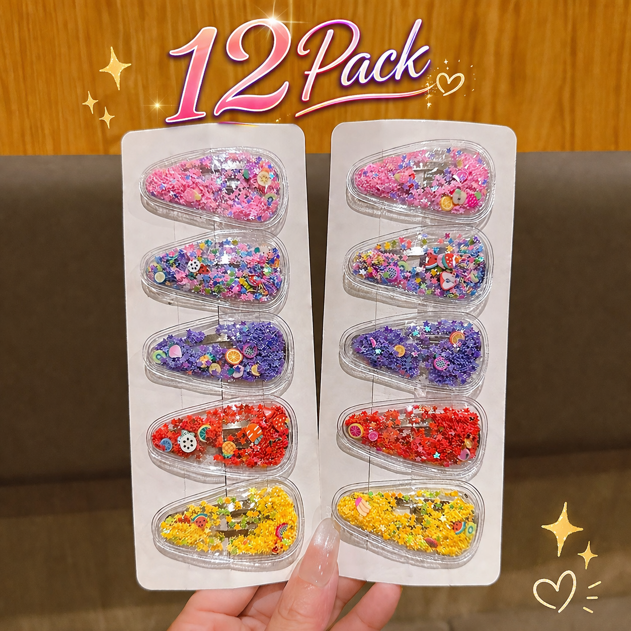 12 Sweet, Versatile, Easy, Non-Damaging, Colorful Hair Clips Suitable for Everyday Hair Additions