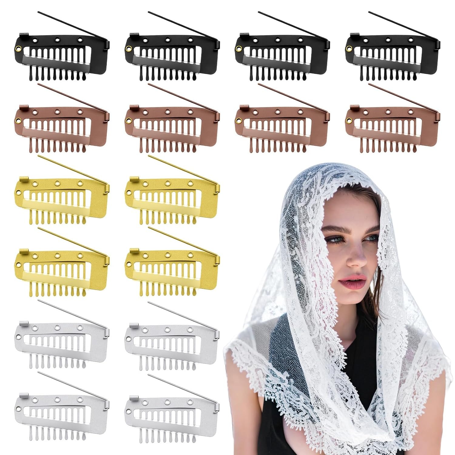 Pack of 6 Hair Accessories Clips 3.6cm  Snap-Comb dupatta Clips with strong grip