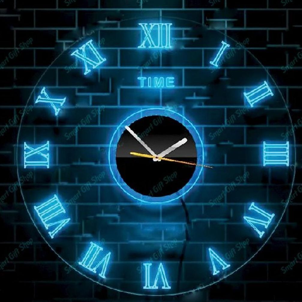 Acrylic Modern Light Wall Clock, Light Wall Clock, Night Wall Clock