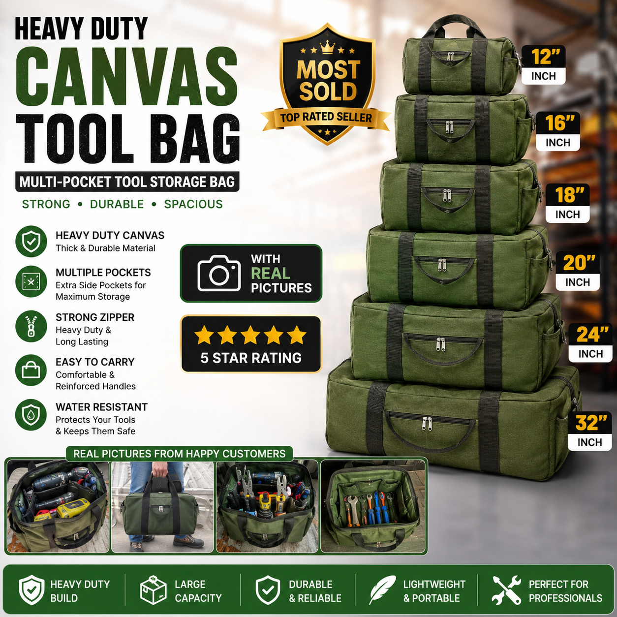 Canvas Tools Bag Portable Multi-function 12 inch to 32 inch tool bags with side pocket hand storage bag hardware car bag electrician bag Toolkit Case/ tarpal bag canvas bag