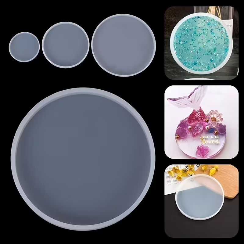 4PCS Silicone Clay Resin Mold Set – Epoxy DIY Molds for Coasters, Bowls & Candle Holders | Craft & Home Decor Supplies - Plate Mold for Resin Art