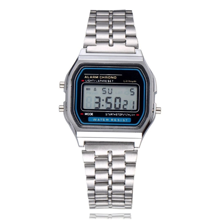 2024 Most Demanded Digital Watch For Men And Women Silver Square Electronic DialWith Stainless steel Straps Wrist watch Chronograph Sport Waterproof Women Bracelet Alarm Clock Watch For Unisex price in Pakistan