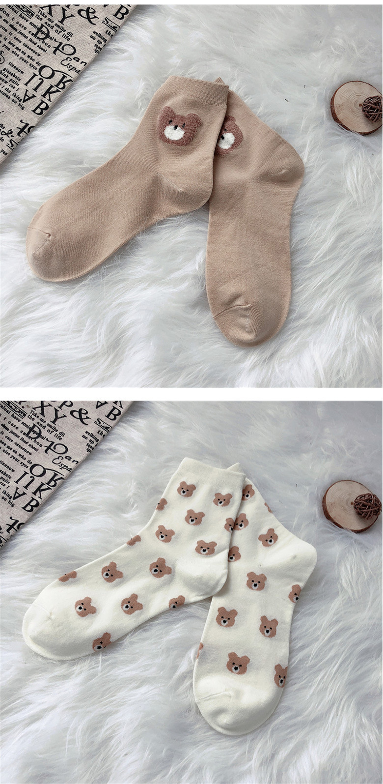 Women Teddy Bear Socks Long Socks Female Middle Tube Socks Japanese Cute  Small Fresh Wild Student Socks Autumn and Winter Socks - AliExpress