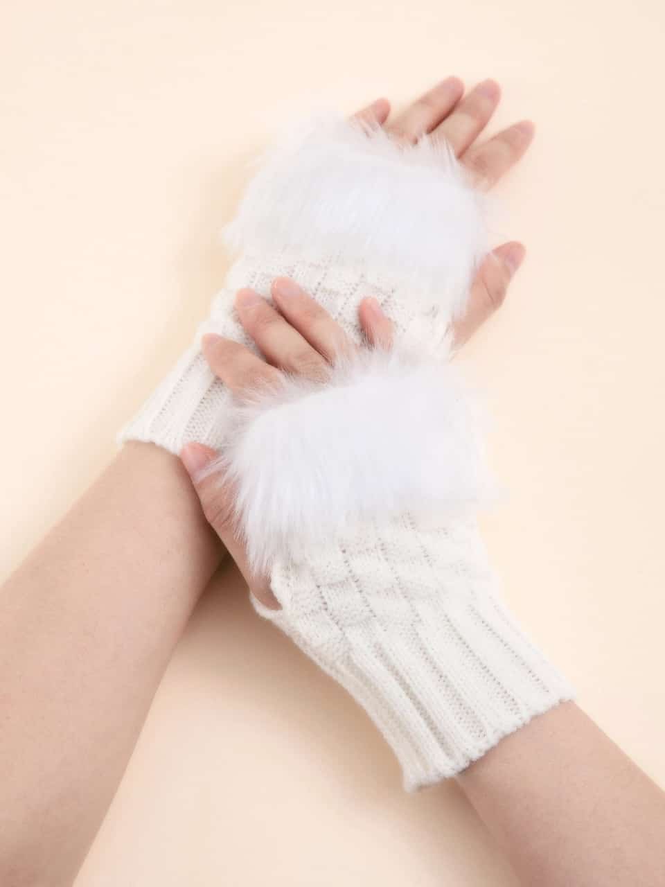 Winter Faux Rabbit Fur Gloves For Women.