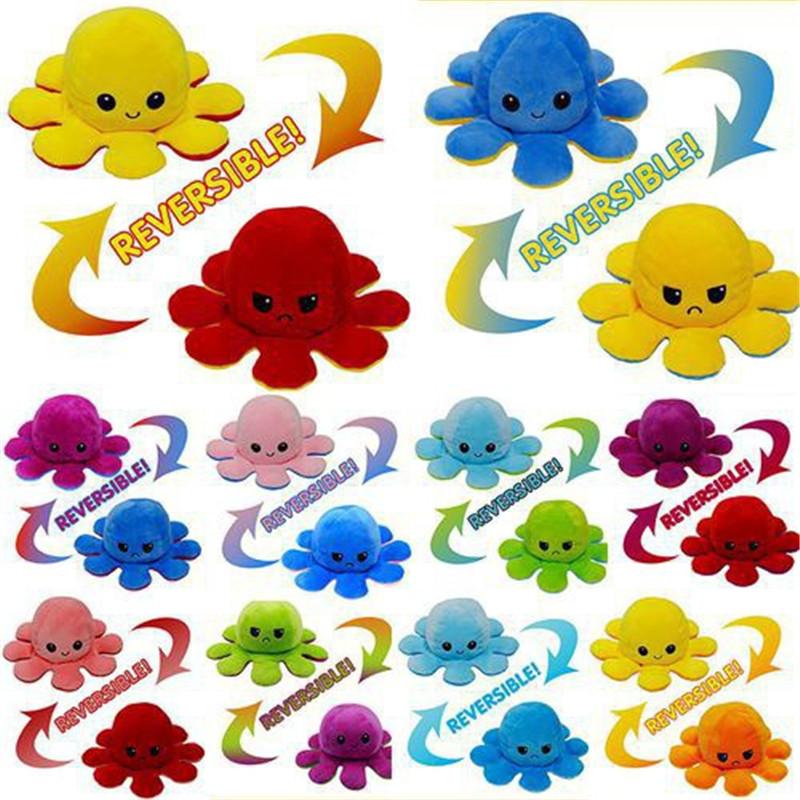 1Pc Stuff Toys For Girls Octopus plush Angry Happy Mix Colors Cute Reversible Octopus Stuff Emotion Toys Pulpo Reversible stuffed - Random Color